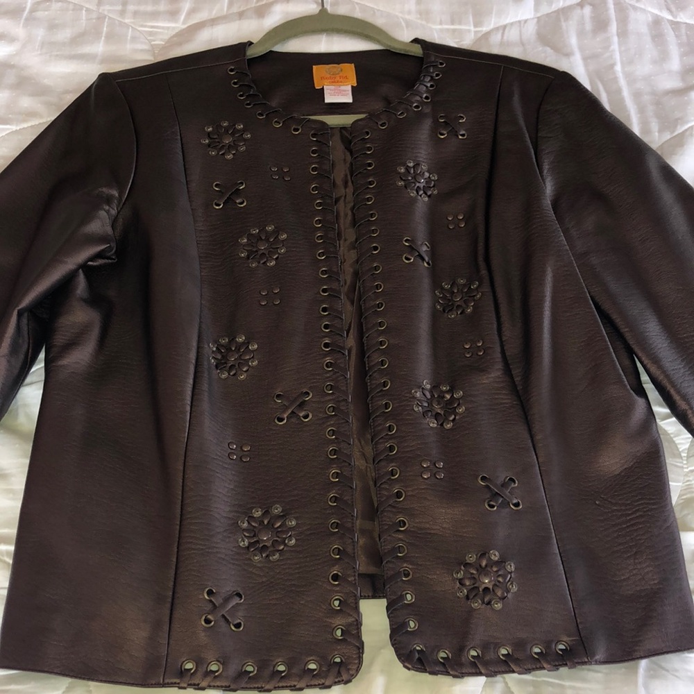EUC bronze leather like jacket